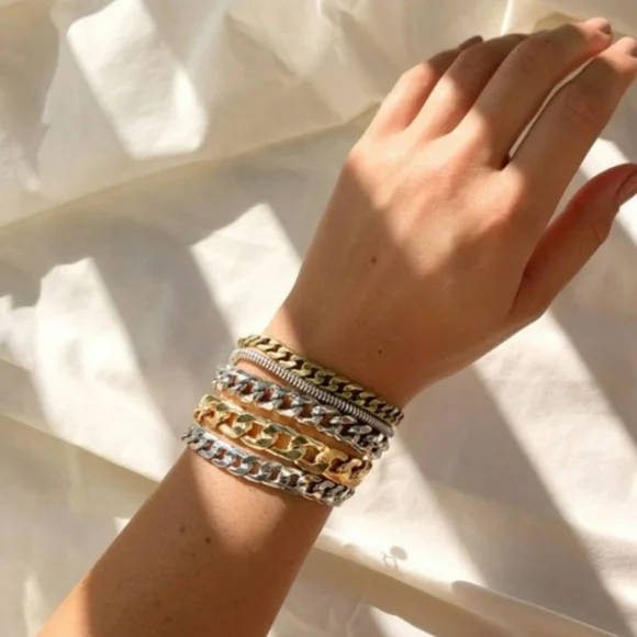 ANTHROPOLOGIE JENNY BIRD Austin Stacked Chains Cuff Bracelet NWT